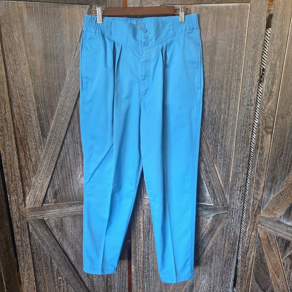 PS Gitano Pants Women's Size 14 Short Turquoise Pleated Tapered Vintage 80s